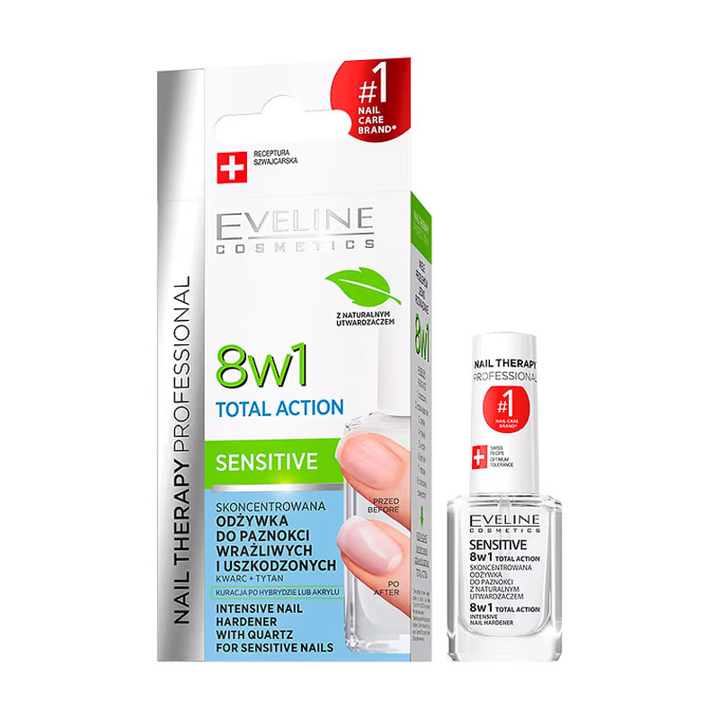 Концентрований засіб для зміцнення нігтів 8в1 Eveline Cosmetics	Nail Therapy Total Action, 12 мл